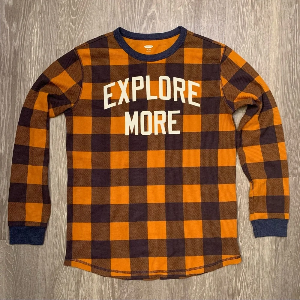Old Navy Explore More‎ Plaid Pattern Thermal Shirt Youth Boy’s Size XXL (18)